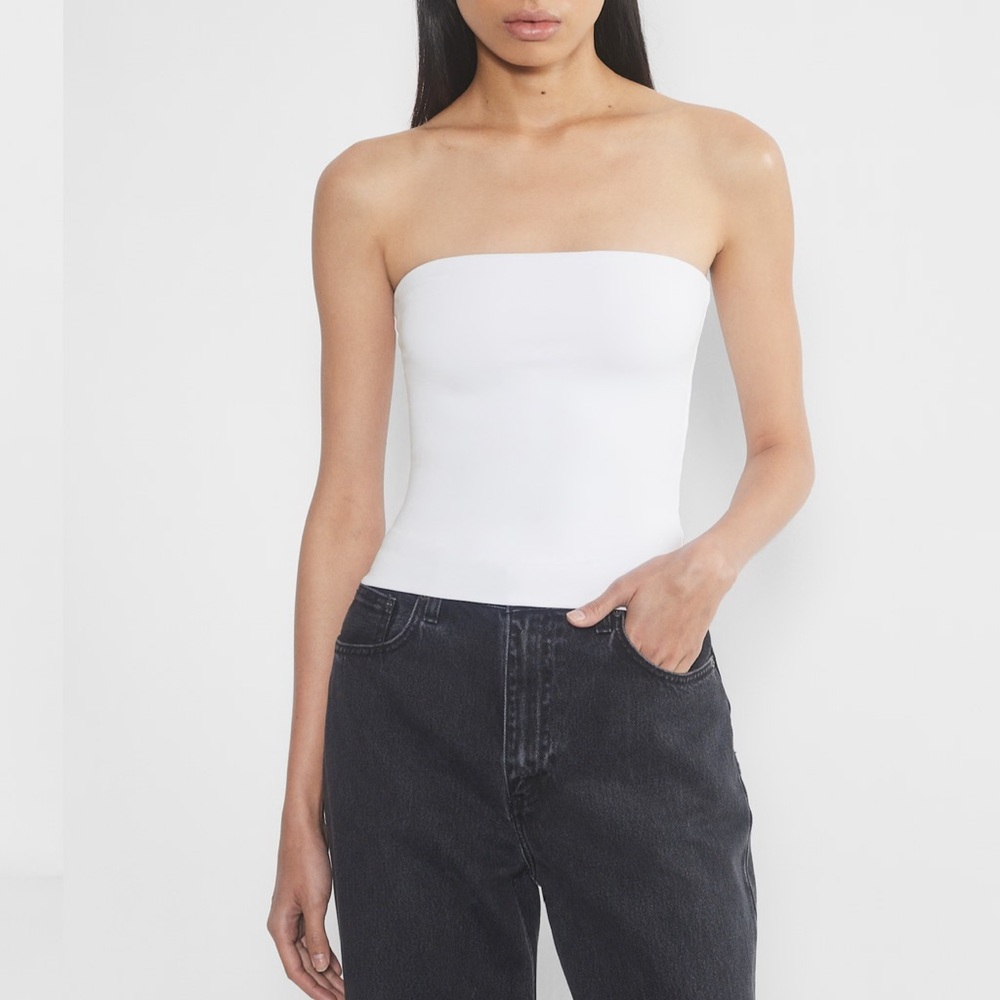 Aritzia White Fitted Strapless Camisole